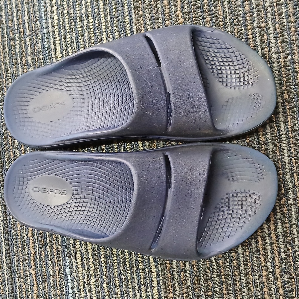 Oofos Blue Recovert Slide Sandals Womens 8